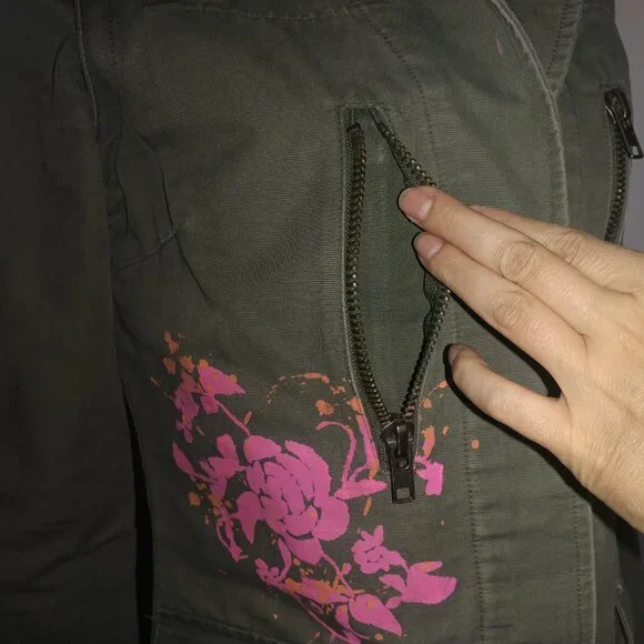 BB Dakota Vintage Olive Green Long Twill Utility Jacket - Size Small - Picture 8 of 15